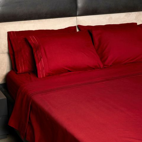 Rhapsody 1800 TC Brushed Microfiber Sheet Set with 4 Line Embroidery