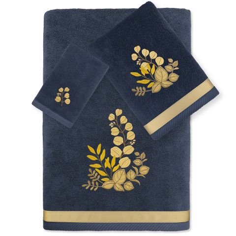 Golden Leaf Embellished Towels