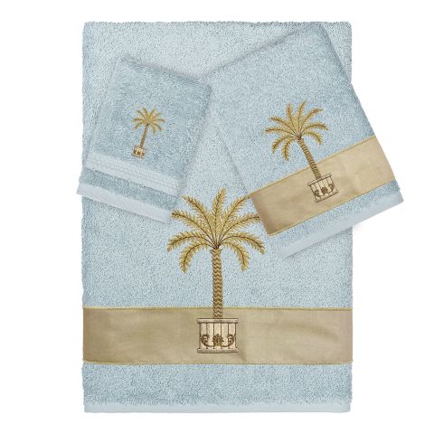 Golden Palm Embellished Towels