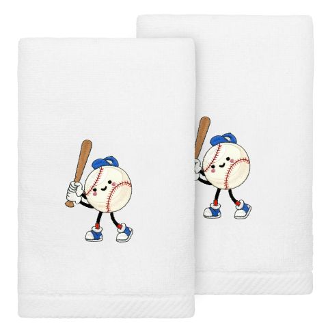 Baseball Player - Embroidered Luxury 100% Turkish Cotton Hand Towels (Set of 2)