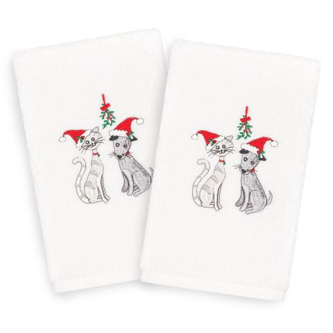 Christmas Mistletoe Embroidered Towel