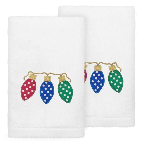 Christmas Lights Embroidered Towel