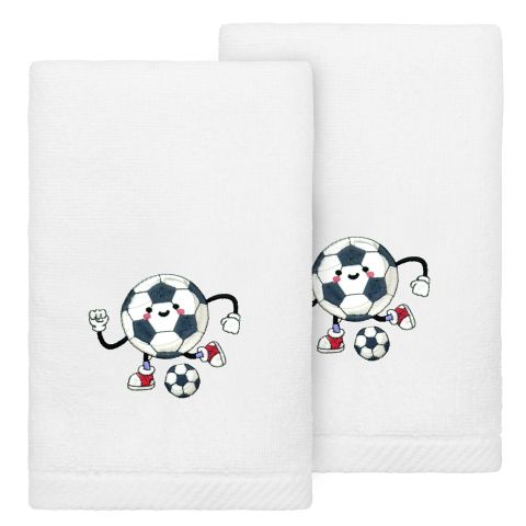 Soccer Player - Embroidered Luxury 100% Turkish Cotton Hand Towels (Set of 2)