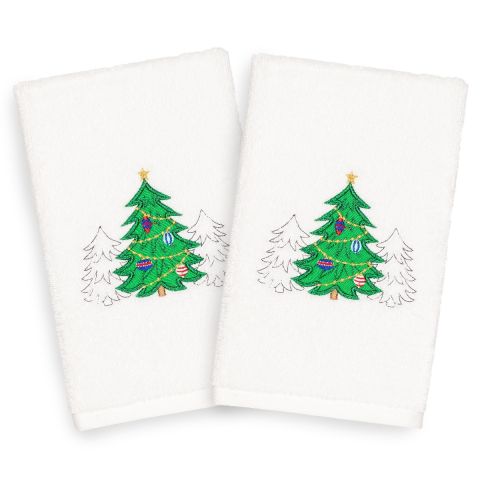 Christmas Forest Embroidered Towel