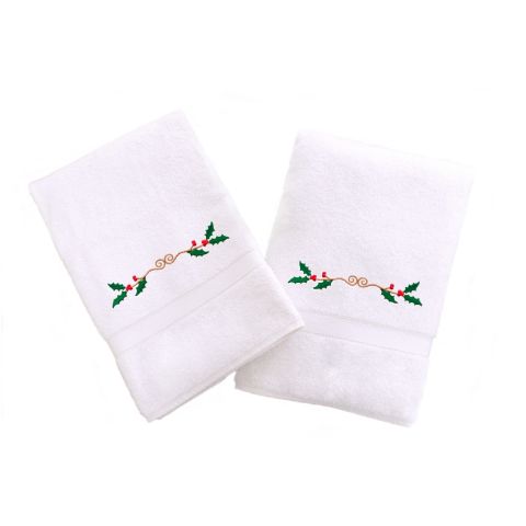 Christmas Sprig Embroidered Towel