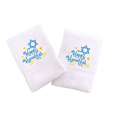 Hanukkah Greetings Embroidered Towel